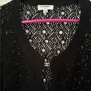 Chanel Black Open-Knit Cardigan